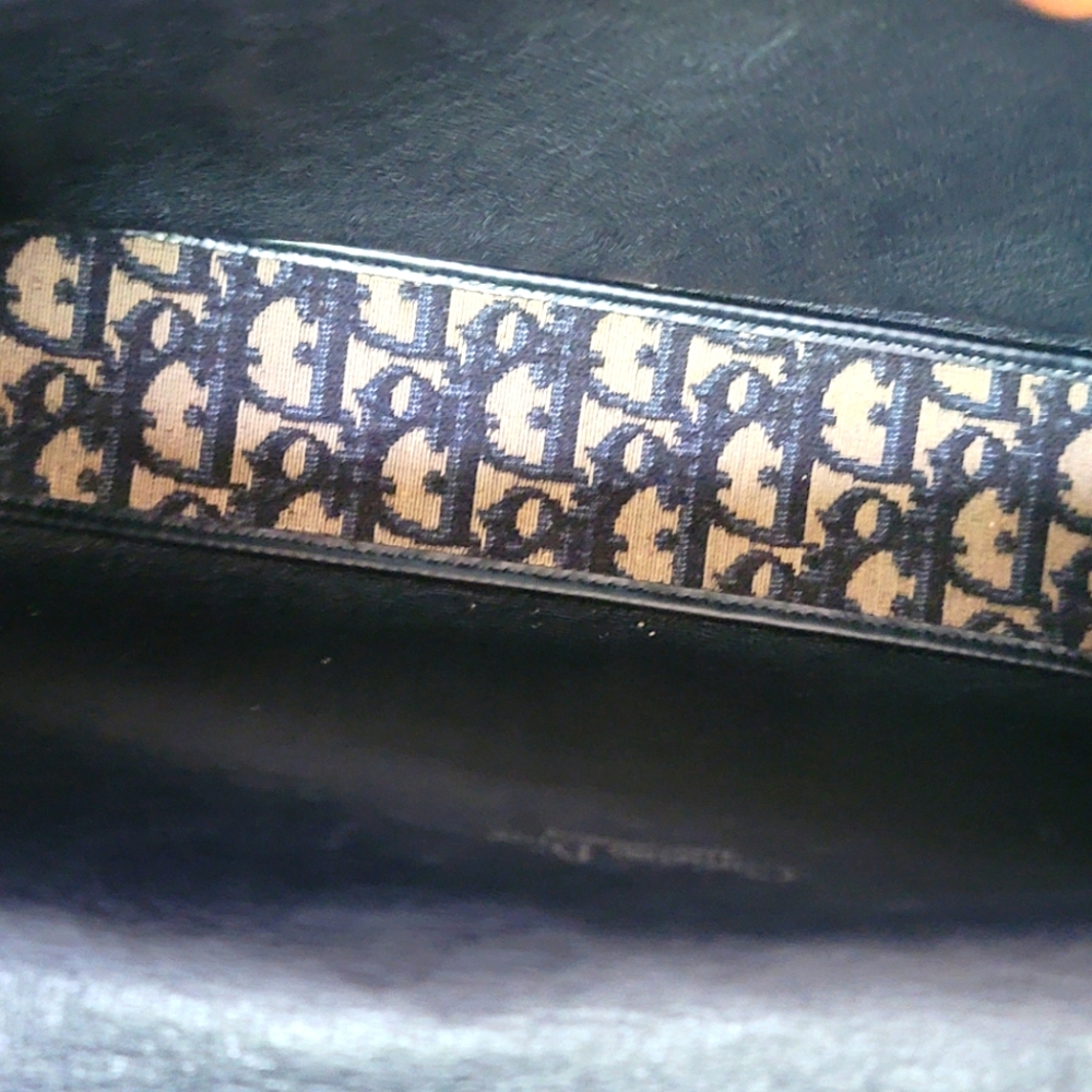 Auth 💞Christian Dior Vintage Navy Jacquard Shoulder Bag W/Adjustable Strap - Picture 5 of 14